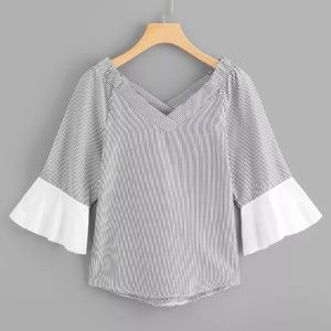 *NWT* V-Neck Striped Blouse